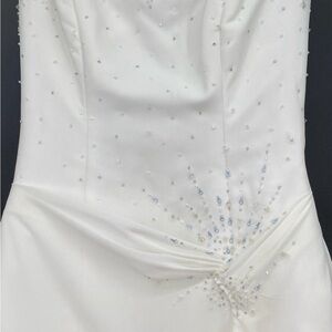 Cream Embellished Strapless Wedding Dress